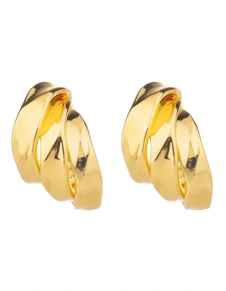 Chunky Sculpted Hoops Earrings GJEE1123M in Gold image 2