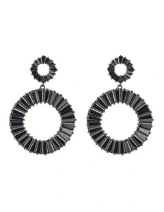 Circle Drop Earrings GJEC065M in Black