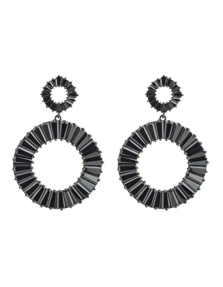 Circle Drop Earrings GJEC065M in Black image 1
