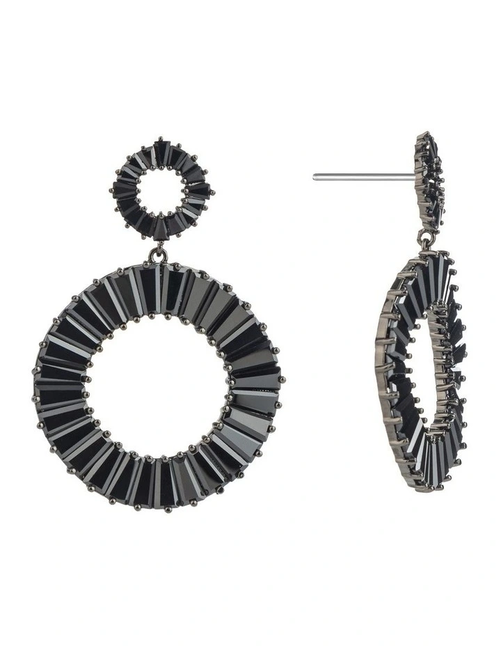 Circle Drop Earrings GJEC065M in Black image 2