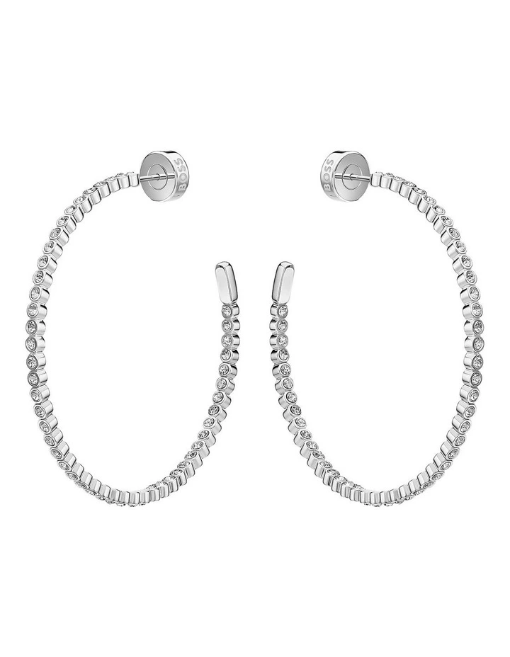 Kassy Divine Stainless Steel & Crystals Hoop Earrings image 1