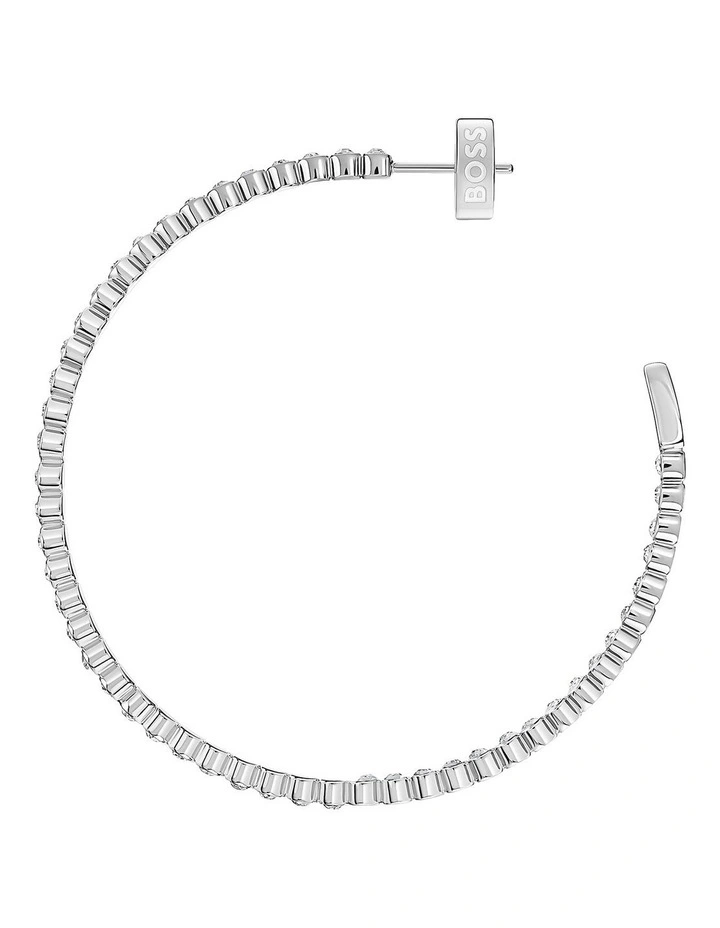 Kassy Divine Stainless Steel & Crystals Hoop Earrings image 3