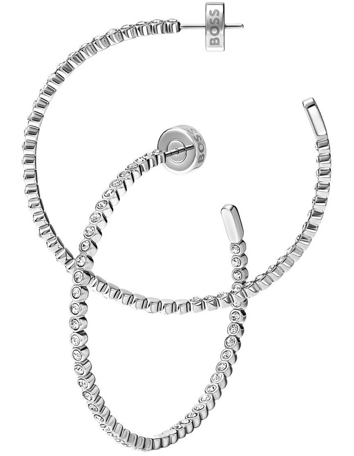 Kassy Divine Stainless Steel & Crystals Hoop Earrings image 4
