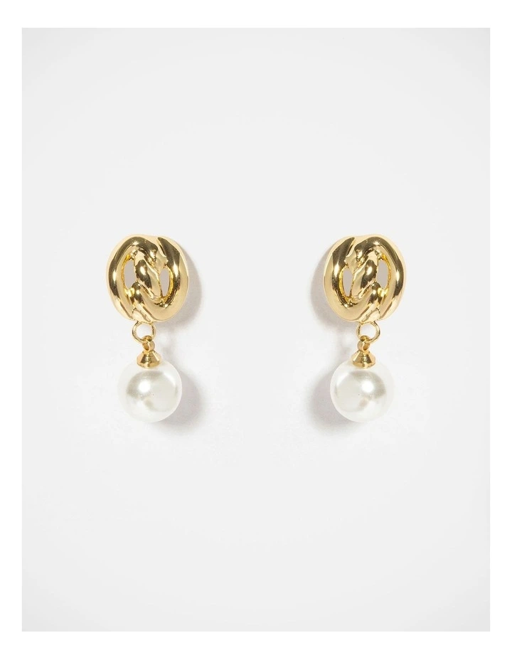 Barcs Swish Pearl Clip on Earrings in Gold image 1
