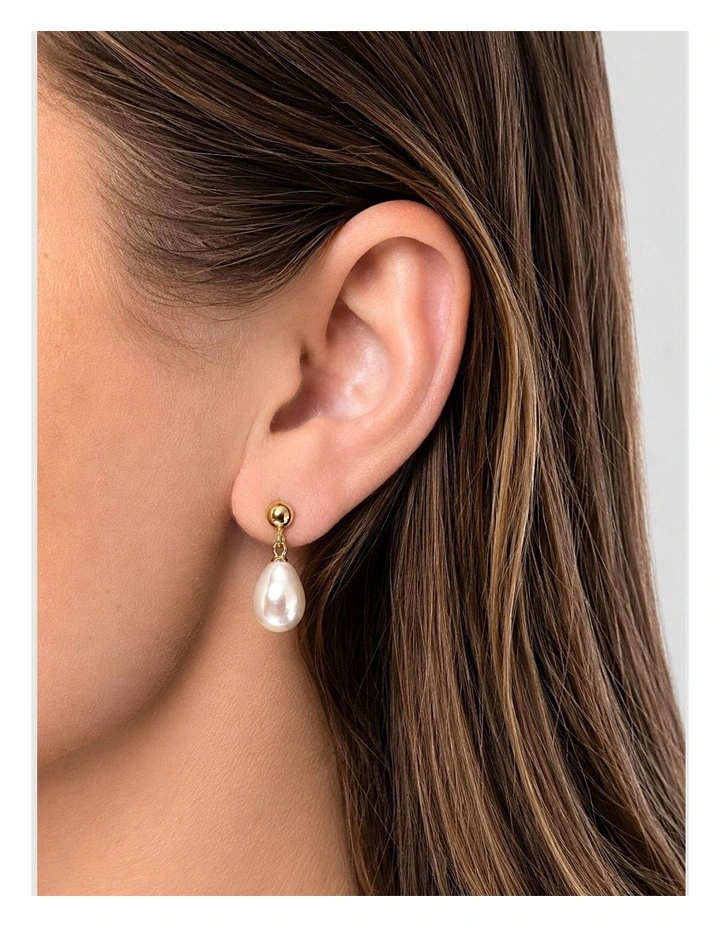 Gold Baroque Pearl Earrings image 2