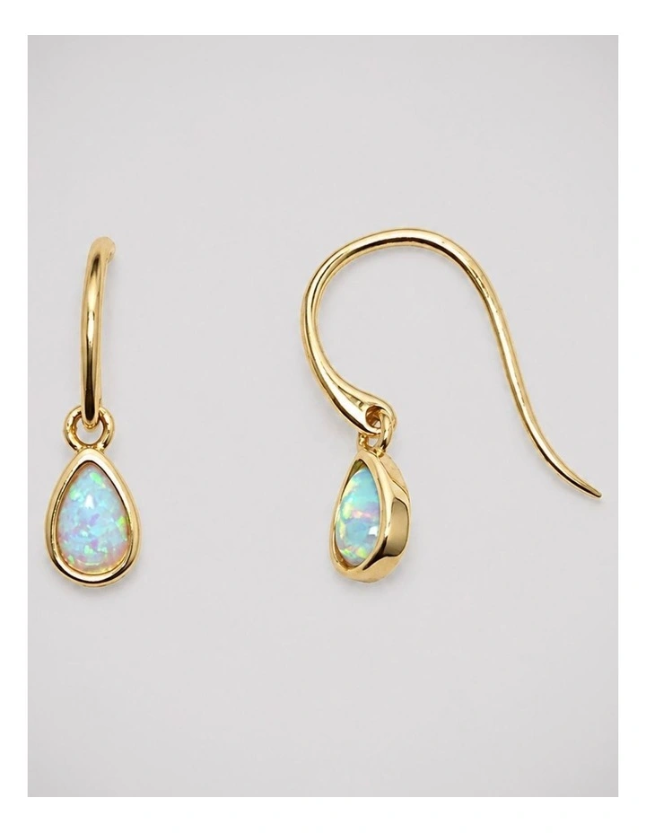 Lab Grown Opal Dainty Hook Earrings image 1