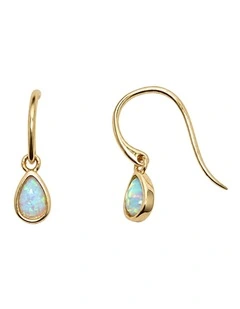 Lab Grown Opal Dainty Hook Earrings