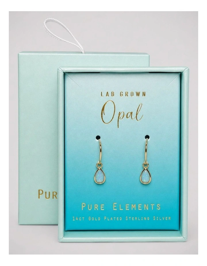 Lab Grown Opal Dainty Hook Earrings image 2