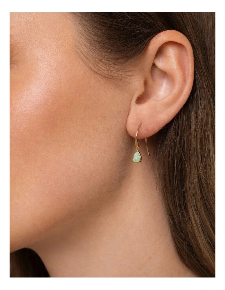 Lab Grown Opal Dainty Hook Earrings image 3