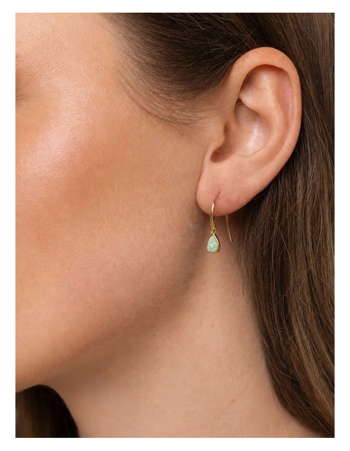 Lab Grown Opal Dainty Hook Earrings image 3
