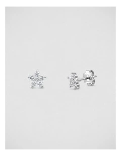 Brilliant Flower Stud Earrings in Silver