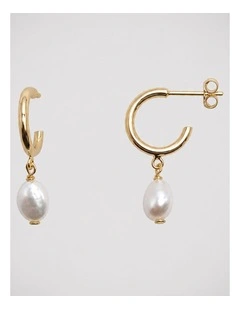 Dainty Freshwater Pearl Gold Huggies