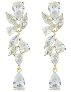 Gregory Ladner Cascade Crystasl Drop Earrings GJEF032M in Gold