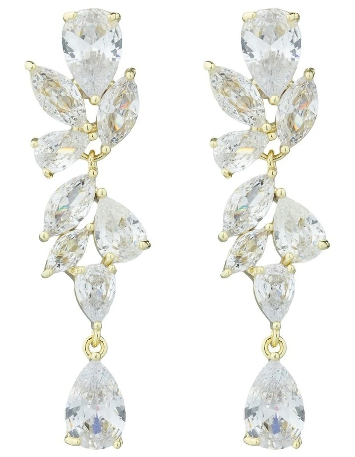 Gregory Ladner Cascade Crystasl Drop Earrings GJEF032M in Gold image 1