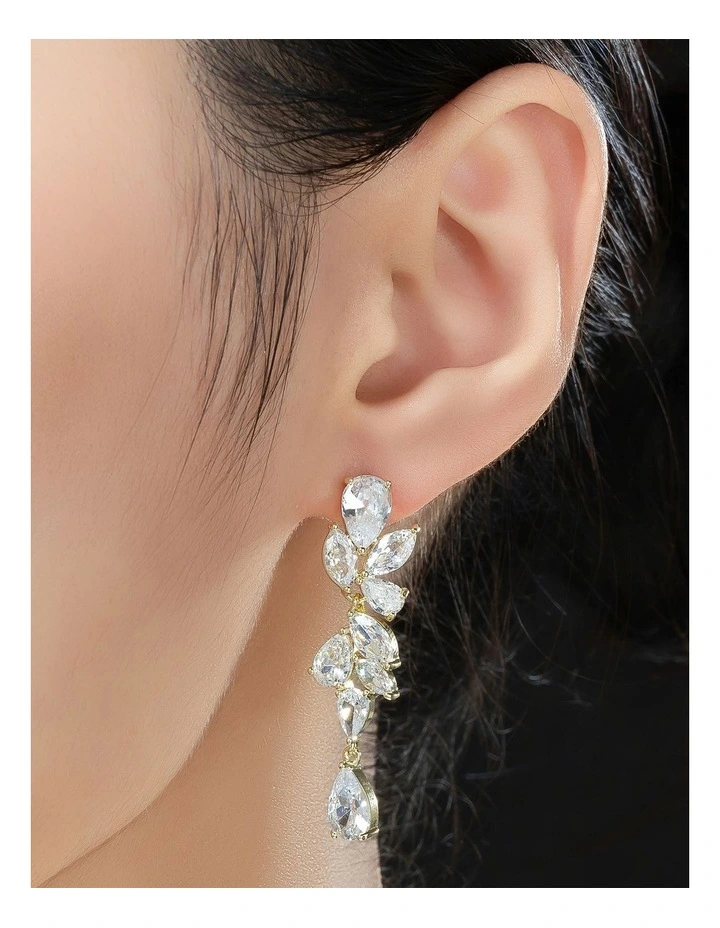 Gregory Ladner Cascade Crystasl Drop Earrings GJEF032M in Gold image 3