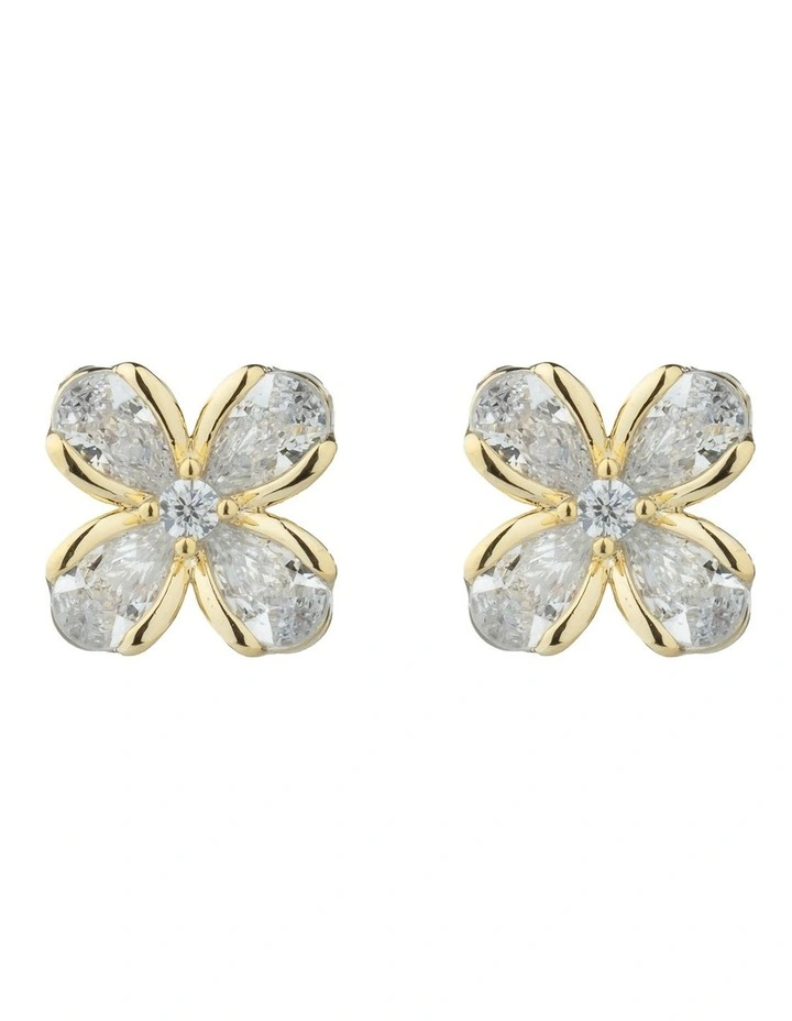 Gregory Ladner Flower CZ Stud Earrings GJEF039M in Gold image 1
