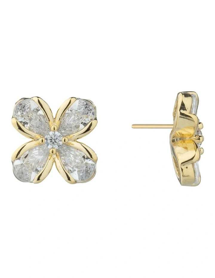 Gregory Ladner Flower CZ Stud Earrings GJEF039M in Gold image 2