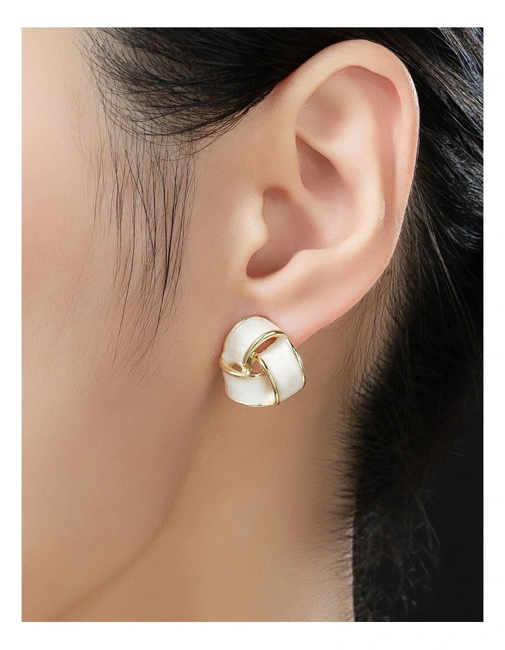 Gregory Ladner Enamel Look Knot Stud Earrings GJEF043M in Gold image 3