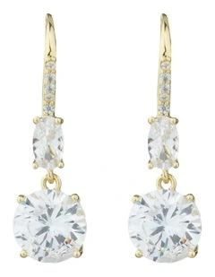Gregory Ladner Round CZ Drop Earrings With Pave Arm Detail GJEF065M in Gold