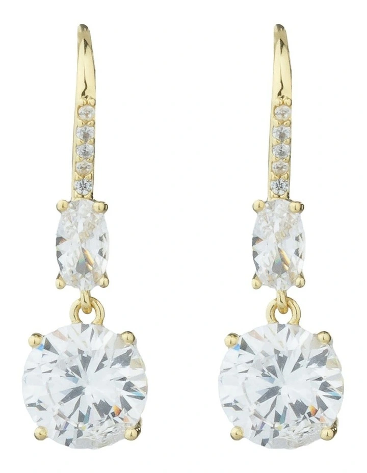 Gregory Ladner Round CZ Drop Earrings With Pave Arm Detail GJEF065M in Gold image 1