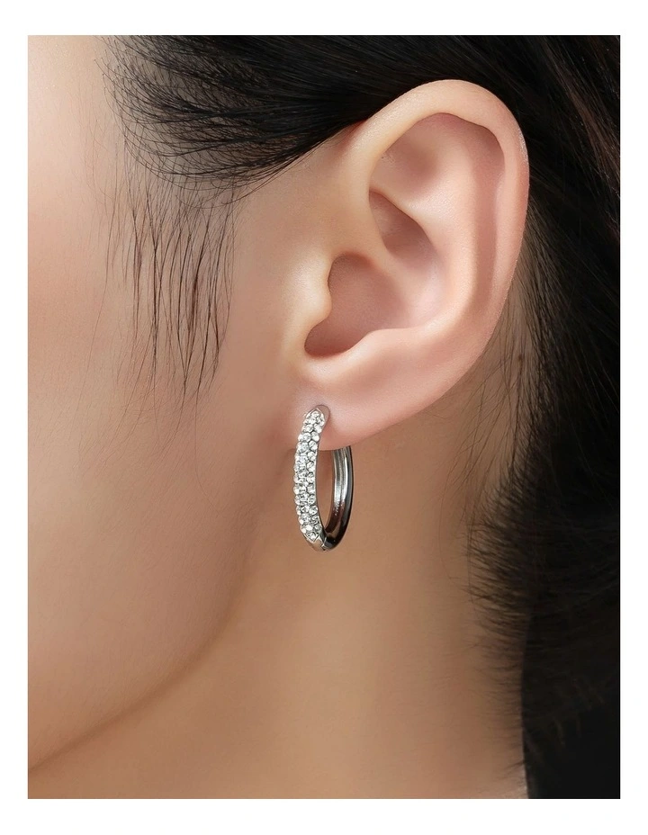 Gregory Ladner Beville CZ Hoop Earringfs GJEF093M in Rhodium image 3