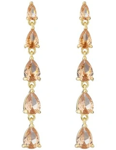 Gregory Ladner Pear CZ Long Drop Earrings GJEF152M in Blush