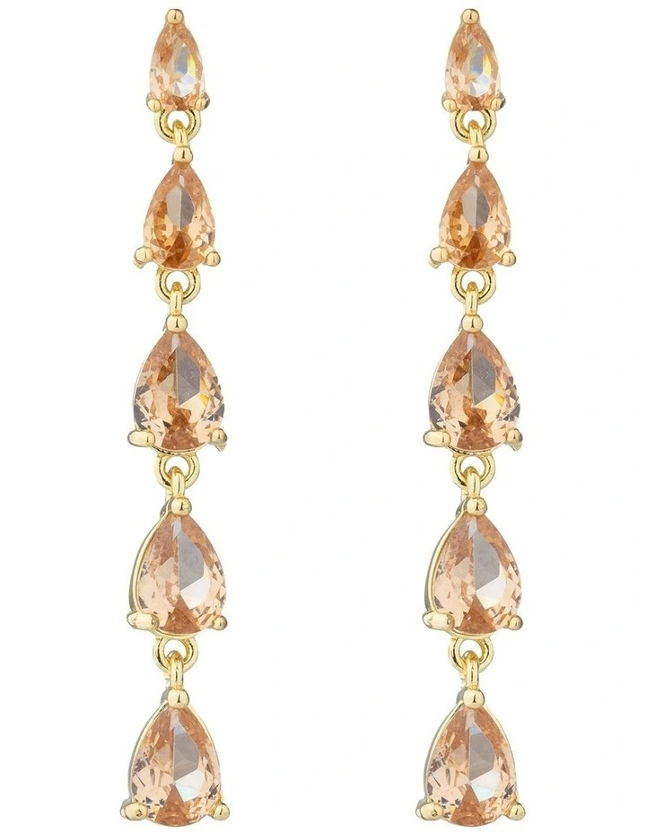 Gregory Ladner Pear CZ Long Drop Earrings GJEF152M in Blush image 1