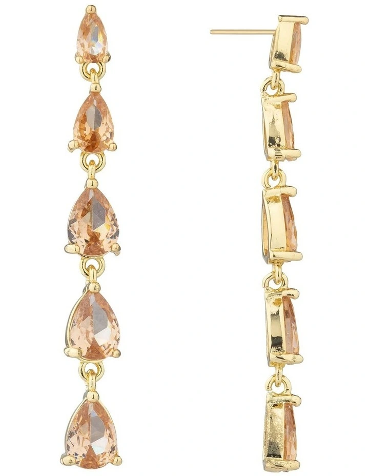 Gregory Ladner Pear CZ Long Drop Earrings GJEF152M in Blush image 2