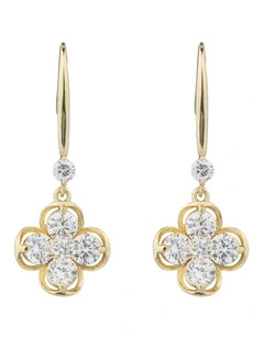 Gregory Ladner Clover CZ Drop Earrings GJEF153M in Gold