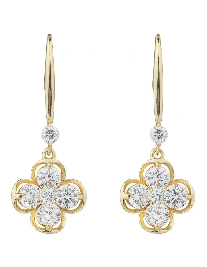 Gregory Ladner Clover CZ Drop Earrings GJEF153M in Gold image 1