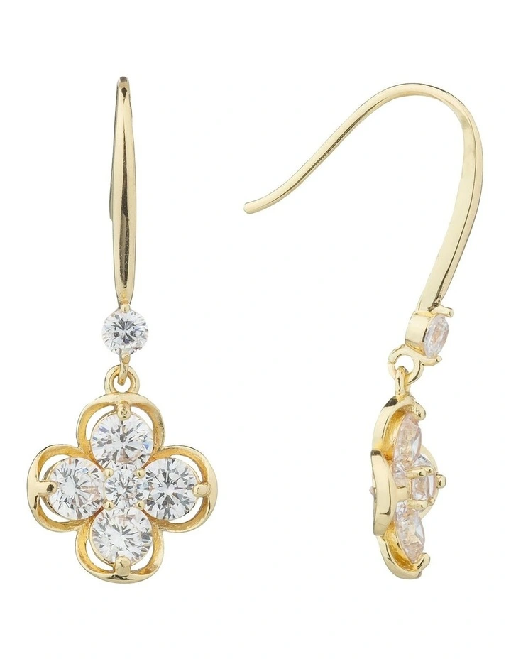Gregory Ladner Clover CZ Drop Earrings GJEF153M in Gold image 2
