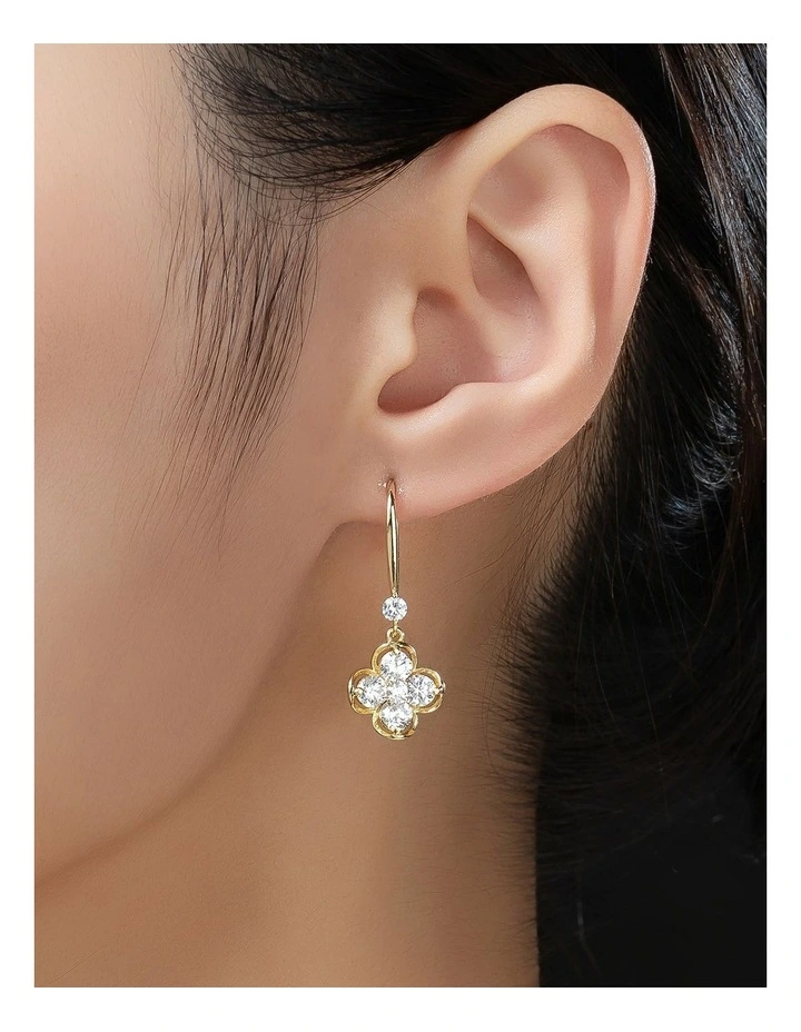 Gregory Ladner Clover CZ Drop Earrings GJEF153M in Gold image 3