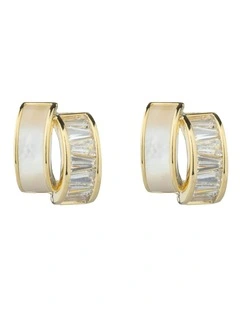 Gregory Ladner Small Layered Half Hoops with Baguette CZ'S in Gold