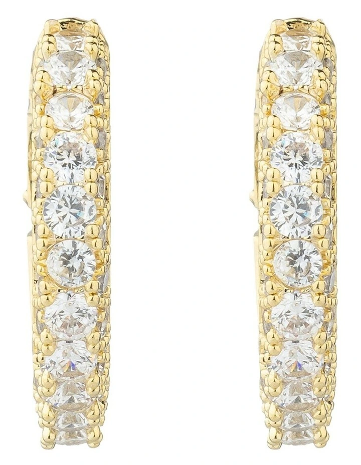 Gregory Ladner Pave Crystal Hoop Earrings GJEF156M in Gold image 1
