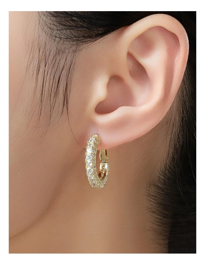 Gregory Ladner Pave Crystal Hoop Earrings GJEF156M in Gold image 3