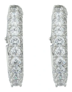 Gregory Ladner Pave Crystal Hoop Earrings GJEF156M in Rhodium