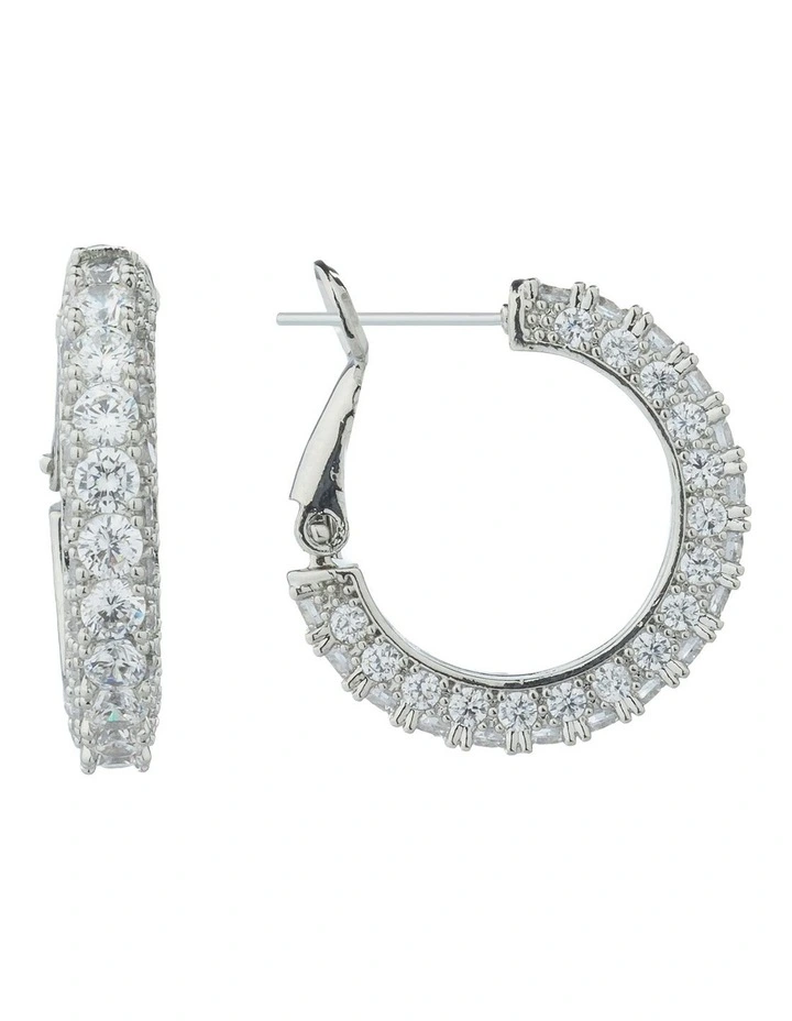 Gregory Ladner Pave Crystal Hoop Earrings GJEF156M in Rhodium image 2