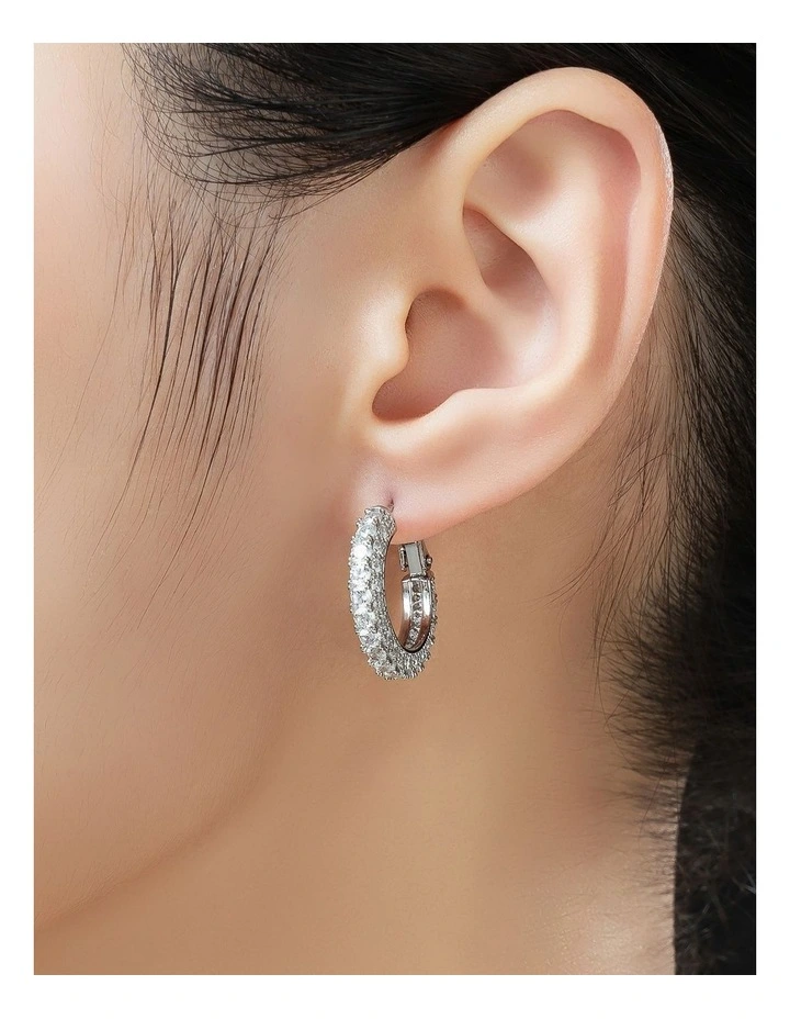 Gregory Ladner Pave Crystal Hoop Earrings GJEF156M in Rhodium image 3