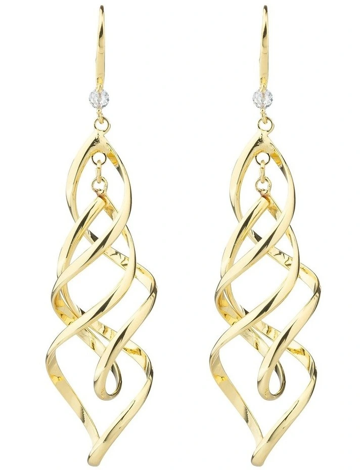 Gregory Ladner Long Drop Twist Earrings GJEF158M in Gold image 1