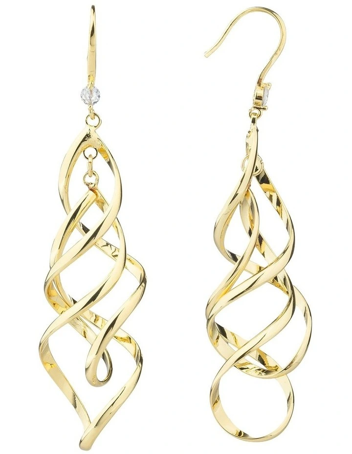 Gregory Ladner Long Drop Twist Earrings GJEF158M in Gold image 2
