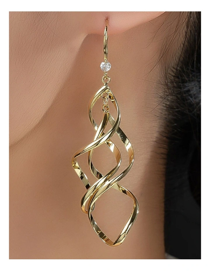 Gregory Ladner Long Drop Twist Earrings GJEF158M in Gold image 3