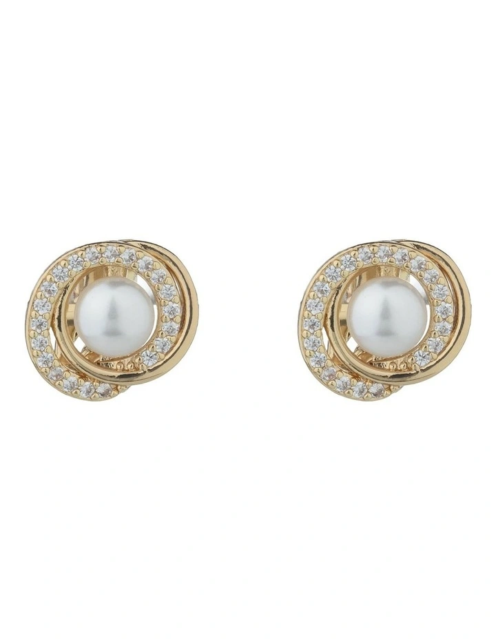 Gregory Ladner Pearl Stud With CZ Surround GJEF163M in Gold image 1