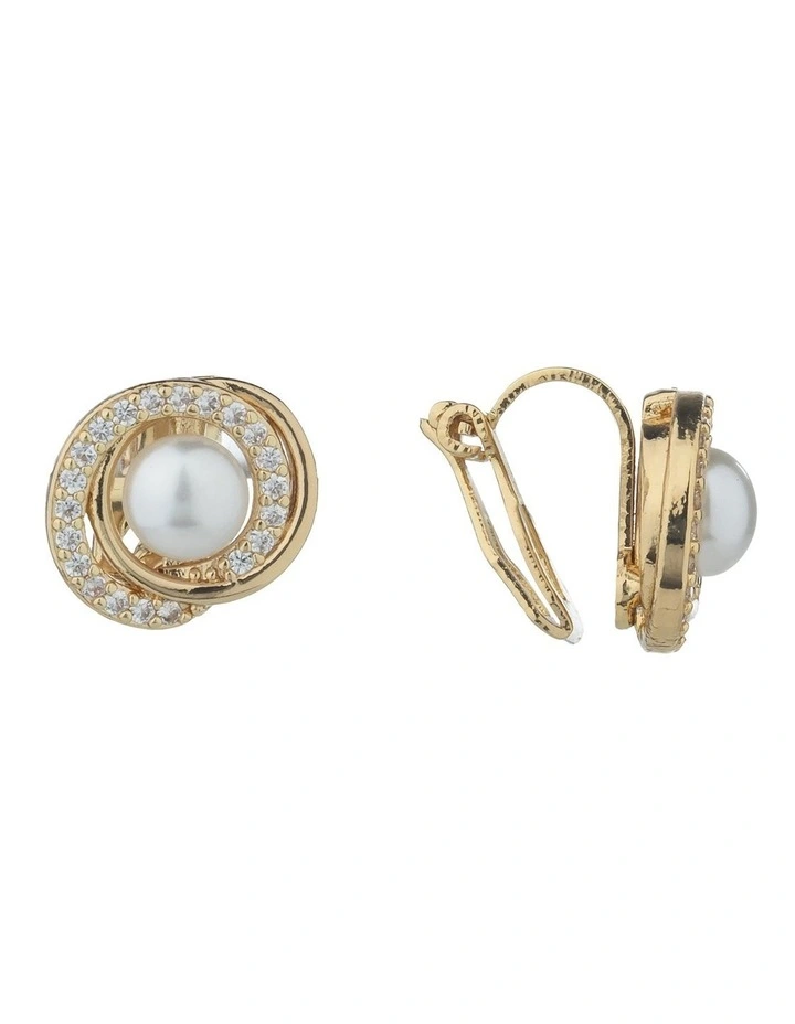 Gregory Ladner Pearl Stud With CZ Surround GJEF163M in Gold image 2