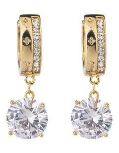 Gregory Ladner Large CZ Drop Hoop Earringsgs GJEF165M in Gold