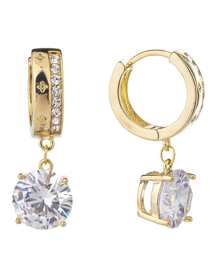 Gregory Ladner Large CZ Drop Hoop Earringsgs GJEF165M in Gold image 2