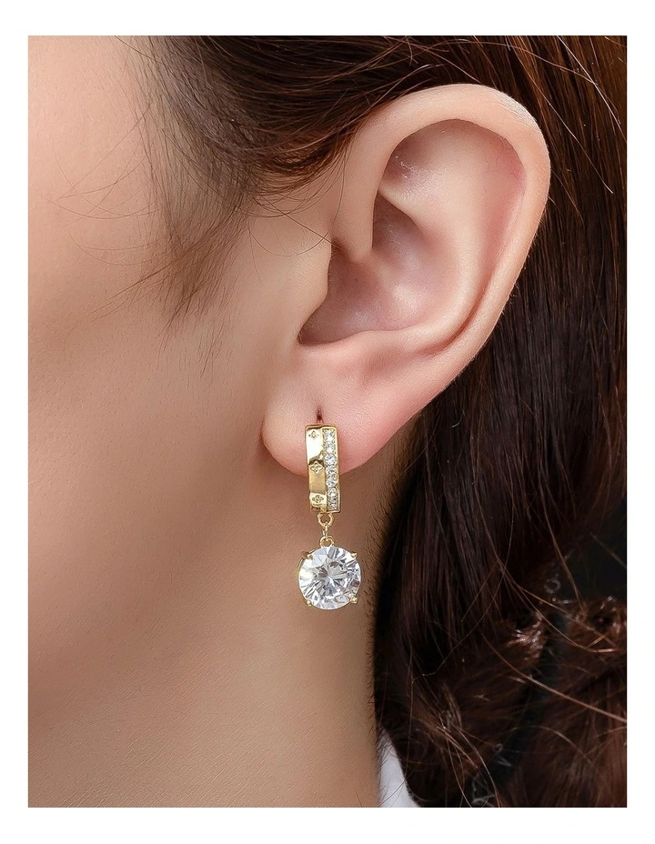 Gregory Ladner Large CZ Drop Hoop Earringsgs GJEF165M in Gold image 3