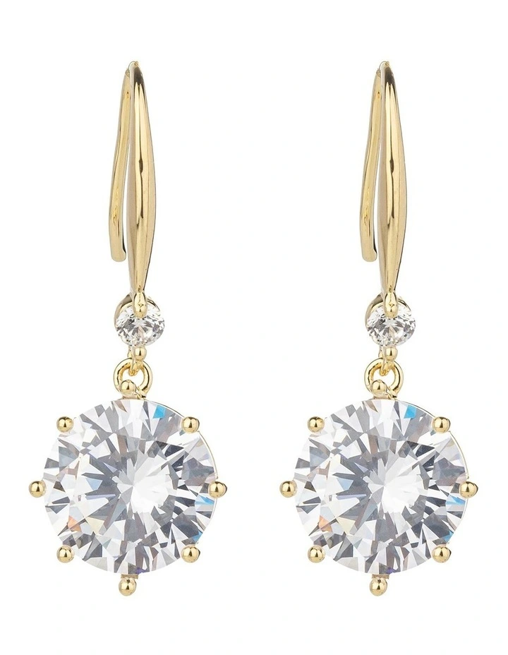 Gregory Ladner Large Round CZ Drop Earrings GJEF171M in Gold image 1
