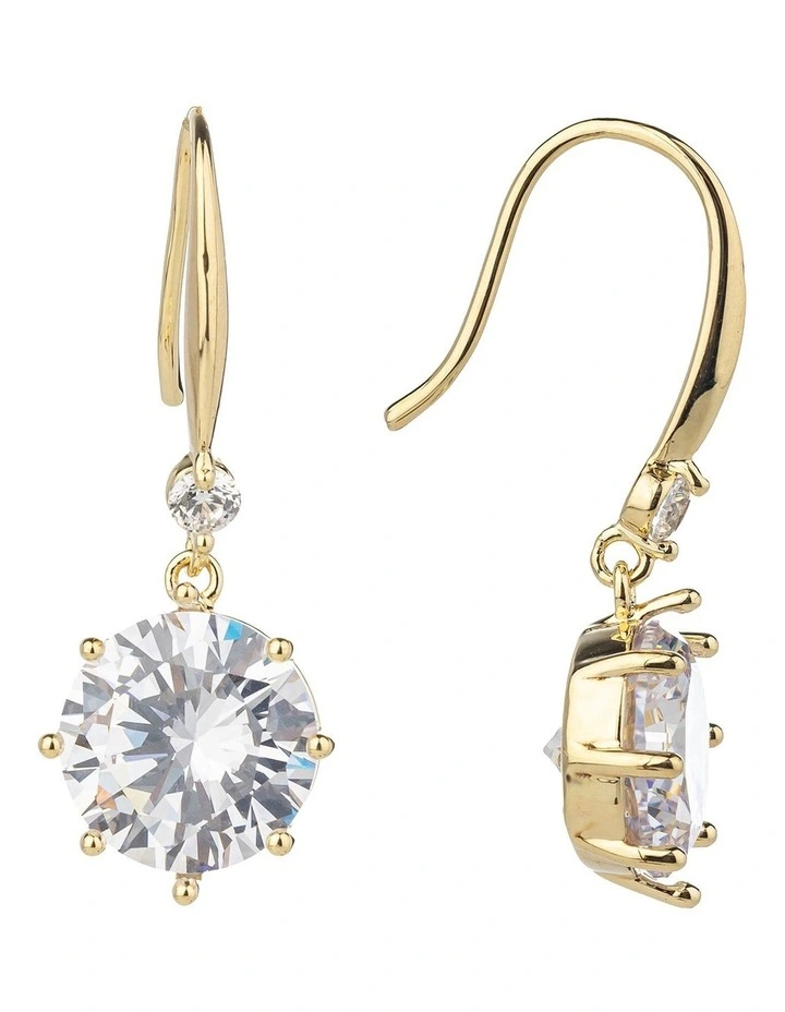 Gregory Ladner Large Round CZ Drop Earrings GJEF171M in Gold image 2