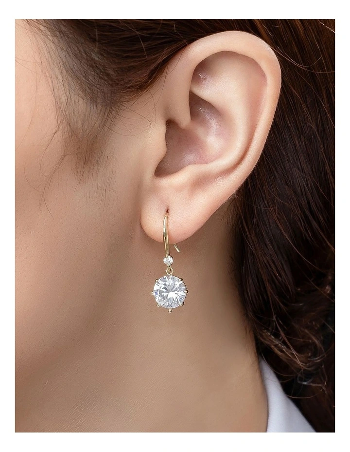 Gregory Ladner Large Round CZ Drop Earrings GJEF171M in Gold image 3