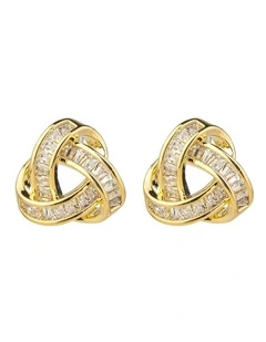 Gregory Ladner Knot Baguette CZ Studs GJEF172M in Gold